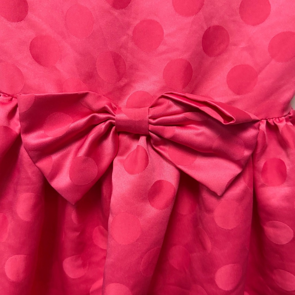 Bonnie Jean Girls Pink Preppy Polka Dot Bow Elegant Semi-Formal Party Dress Sz 6 - Picture 4 of 4